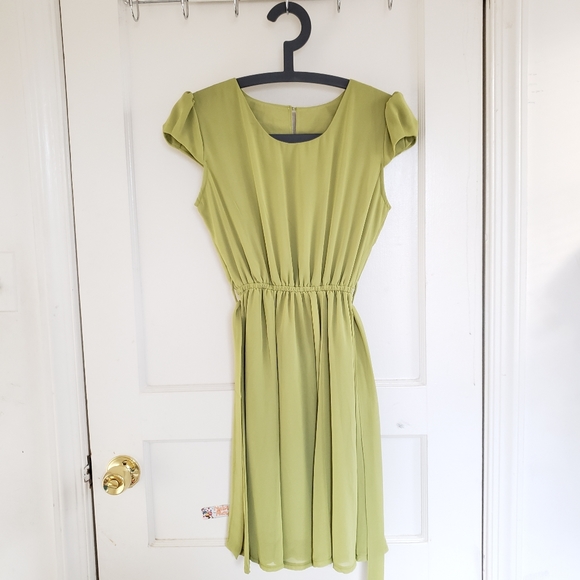 NWOT Chiffon Light Green Mini Dress - Picture 2 of 5